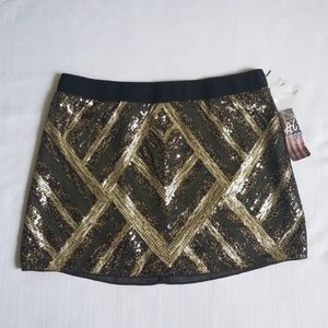 Bronze Sequin Mini Skirt